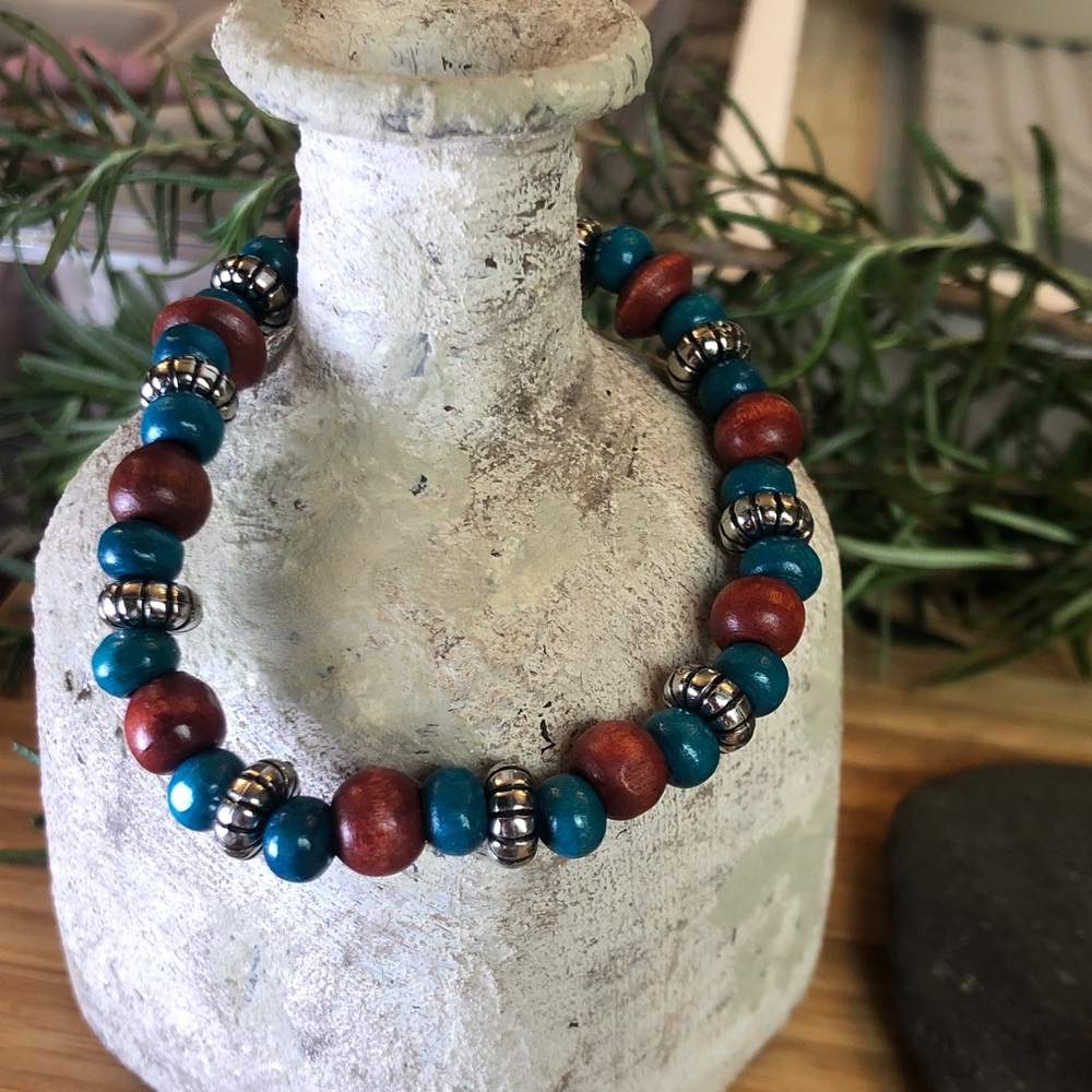 2 Piece Chunky Boho Beaded Stretch Bracelets - Picture 4 of 5